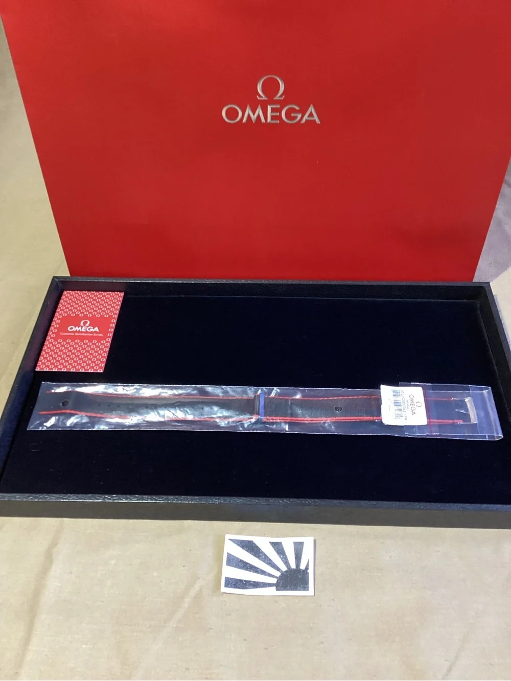 Omega Nylon Strap Polyamide, Black Red Bordered Ref. 031ZSZ002041 20mm